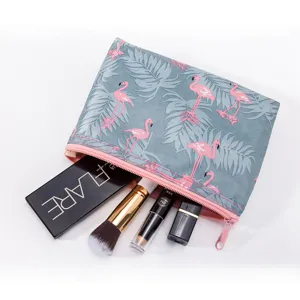 Small flamingo makeup bag portable travel waterproof toiletry pouch for women cosmetics storage