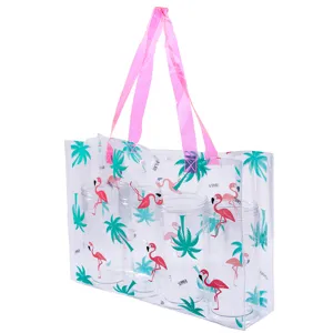 Sac de plage PVC transparent fourre-tout étanche voyage sac à main cosmétique femmes