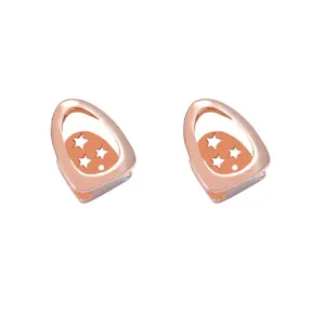 Rose gold hip hop grillz teeth caps with hollow star design for vampire cosplay parties.