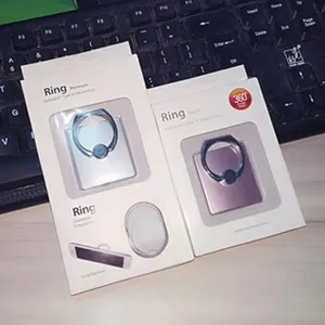 Detail view of metal mobile phone ring holder bracket, convenient 360 degree support.