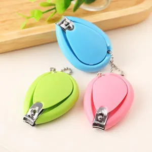 Portable folding nail clipper set teardrop shape mini manicure tool with bead chains