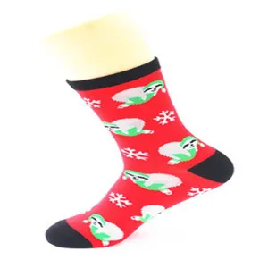 Christmas socks for women, cute sloth and snowflake pattern, mid-tube cotton winter socks.