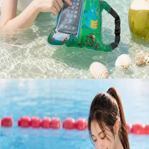 Waterproof phone pouch with airbag design, floating transparent dry bag for swimming and diving.