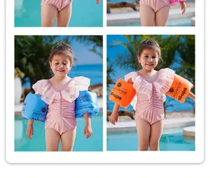 Braccioli gonfiabili per nuoto bambini adulti, doppio airbag spessi ali d'acqua blu arancione