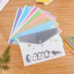 Simpatica Cartellina in Plastica PP Cartoon Borsa Portadocumenti Portatile Organizer per Cancelleria per Student Busta con Botton