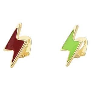 Hip hop gold teeth grillz single tooth caps fashion lightning enamel teeth jewelry set