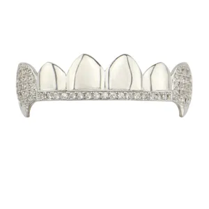 Hip hop iced out grillz for teeth top vampire sharp design shiny zirconia fashion jewelry