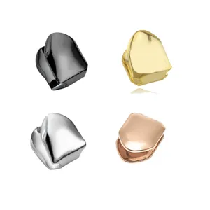 Hip hop single tooth grillz gold plated fashion teeth jewelry top bottom grill sets