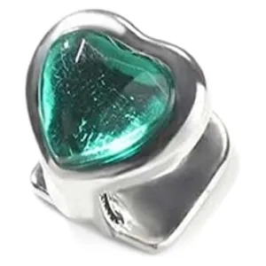 Hip hop silver single tooth grillz with green heart crystal fashion streetwear jewelry