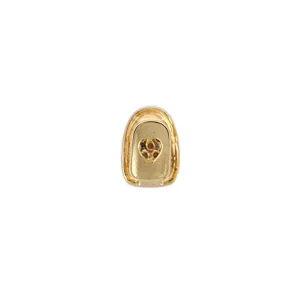 Gold hip hop single tooth grillz with heart cutout and sparkling rhinestones fashion jewelry