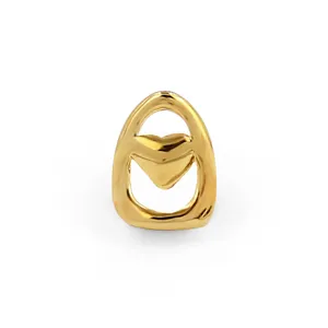 Gold heart grillz tooth cap hip hop fashion jewelry stage performance prop tooth accessory