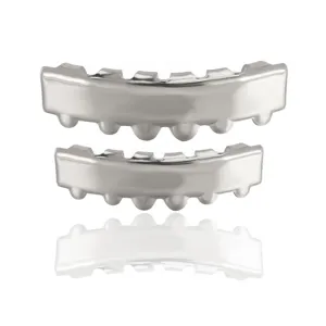 Silver hip hop grillz teeth smooth rectangular fashion tooth caps for party punk.