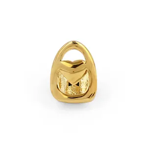 Hip Hop Single Tooth Grillz Heart Cutout Gold Plated Copper Rapper Teeth Jewelry For Unisex Street Fashion