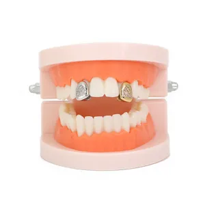 Hip Hop Grillz Single Tooth Vampire Teeth Halloween Party Fashion Eco Friendly Copper Jewelry For Men And Women