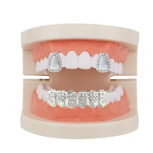 Hip hop diamond grillz top and bottom teeth dental grill set for fashion party wear