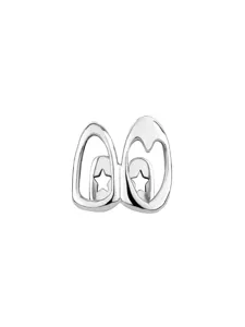 Hollow heart dual-design grillz, trendy hip-hop metal teeth caps for daily streetwear look.