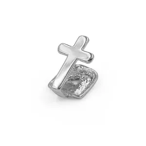 Hip hop silver grillz tooth cap with cross design for party stage performance jewelry
