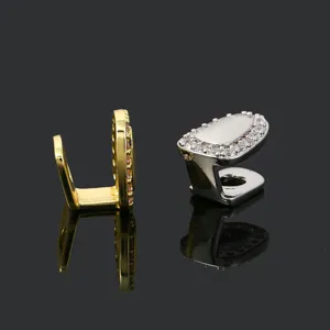 Hip hop single tooth grillz iced out cubic zirconia grillz gold silver fashion tooth jewelry