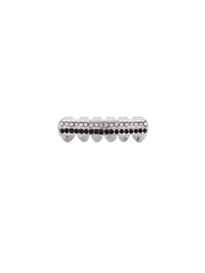 Detailed close-up of hip-hop rhinestone grillz, stylish dental accessory for party and costume.