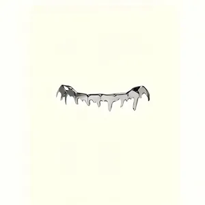 Hip hop metal grillz teeth accessory detail view, unique drip design for Halloween cosplay.