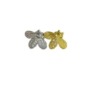 Silver and gold bee stud earrings sparkling cubic zirconia insect jewelry gifts for women