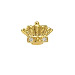 Gioiello per denti grillz corona placcato oro 18k con pietre per stile hip hop.