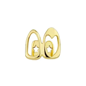 Gold hip hop grillz tooth cap with hollow heart and star cutout design fashion dental jewelry