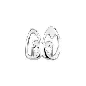 Cool hollow heart and star grillz silver tooth caps for hip hop fashion and daily street wear style.