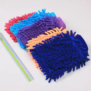 Bunte Mikrofaser Chenille Reinigungshandschuhe, weiche saugfähige Autowaschhandschuhe.