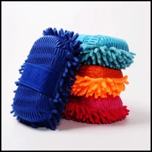 Bunte Mikrofaser Chenille Reinigungsschwämme Stapel für Autowäsche und Staubwischen.