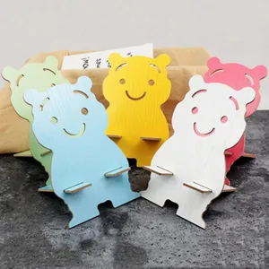 Cute cartoon bear desktop mobile phone holder foldable plastic smartphone stand desk base