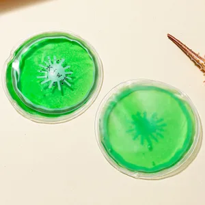 Portable round kiwi cooling gel ice pad for summer portable personal cold compress use.