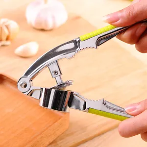Manual zinc alloy garlic press multi-functional kitchen tool for fast minced garlic preparation