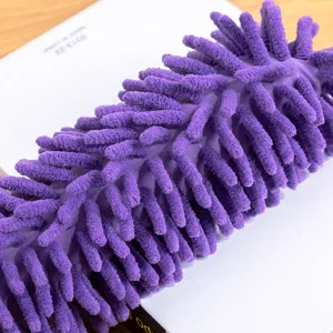 Purple chenille duster replacement head microfiber cleaning tool for household dust removal.