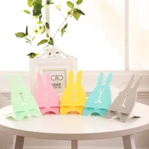 Cute cartoon rabbit desktop phone stand foldable plastic mobile holder desk support.