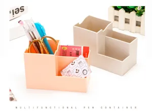 Multifunctional plastic pen holder desk organizer with multiple compartments for stationery storage