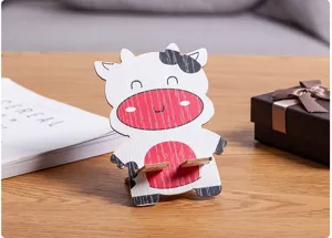 Cute cartoon animal wooden phone stand desktop holder creative gift for desk decoration