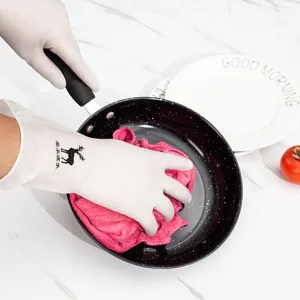 Transparent Nitrile Dishwashing Gloves Durable Household Kitchen Cleaning Gloves With Cute Print Waterproof Reusable