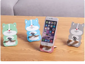 Cute wooden cartoon animal phone stand desktop mobile holder creative desk accessory display