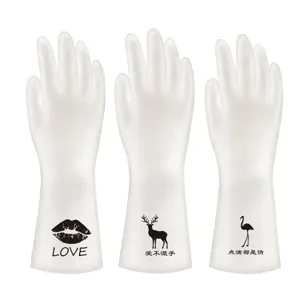Transparent nitrile dishwashing gloves durable household cleaning rubber gloves main image