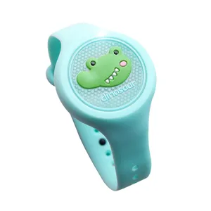 Bracelet anti-moustique lumineux en silicone pour enfants mignon dinosaure vert