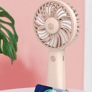 Portable handheld mini fan USB rechargeable cute bear design with phone stand for summer cooling