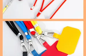 Universelles Handy-Lanyard-Verbindungsset mit Metallclips, farbige Riemen-Pads Detailansicht.