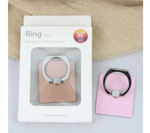 Mobile phone ring holder kickstand with 360 degree rotation and custom box packaging.