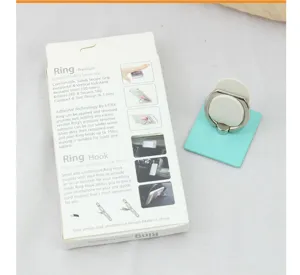 Smartphone ring holder with car mount hook, 360 degree rotation and strong adhesive.