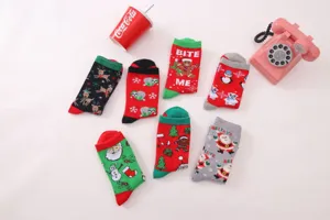 Christmas cotton socks mid-tube winter warm cute elk santa print festive apparel set