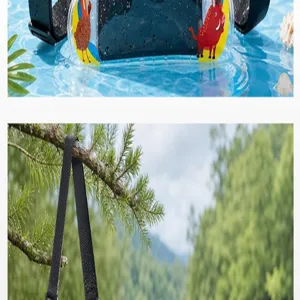 Waterproof phone pouch with airbag float and cute cartoon animals for beach swimming.