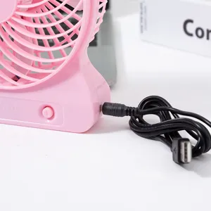 Pink USB desk fan for office and home, quiet portable electric fan with 3 speeds.