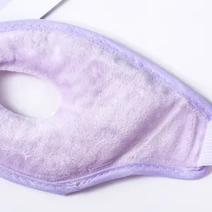 Purple plush gel sleep eye mask, soft cooling ice pad for relaxation and beauty care.