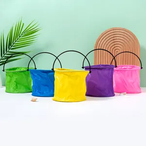 Colorful collapsible folding bucket for fishing, outdoor painting, and daily utility.